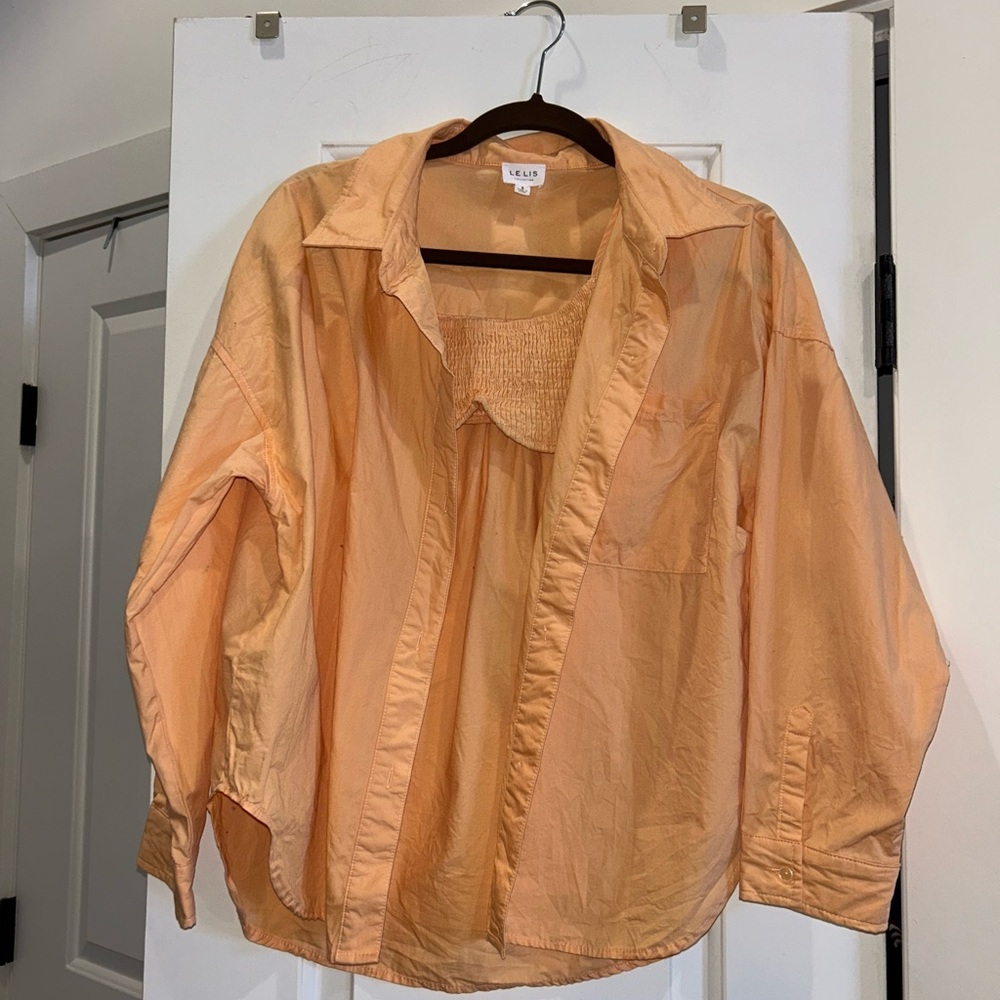 Le Lis Peach Oversized Button-Down Shirt with Tank